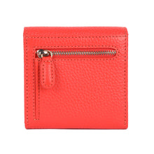 Rugged Hide Small Leather ladies Wallet purse with coin compartment Zip Mandarin Red