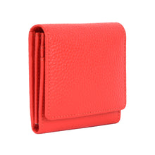 Rugged Hide Small Leather ladies Wallet purse with coin compartment Zip Mandarin Red