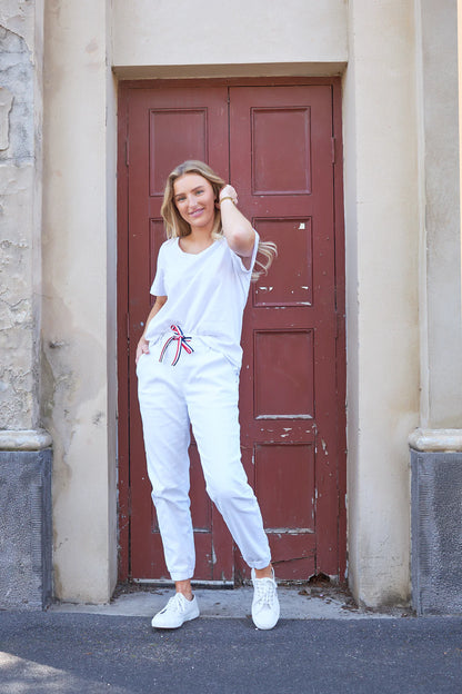 Libby Denim Jogger - White