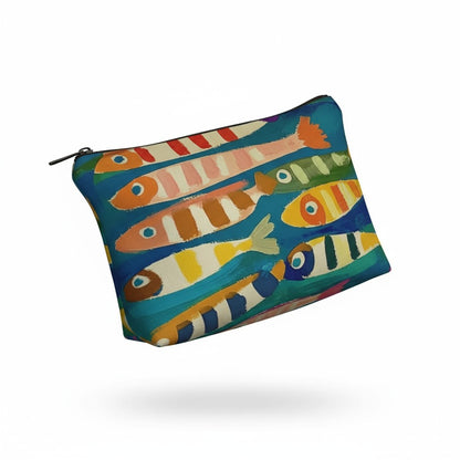 Canvas Zip Pouch - Here Fishy Fishy Fishy