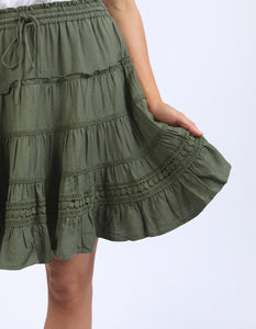 Market Lace Trim Skirt - Clover