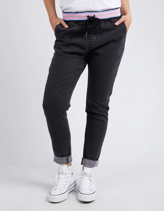 Melody Denim Joggers - Washed Black