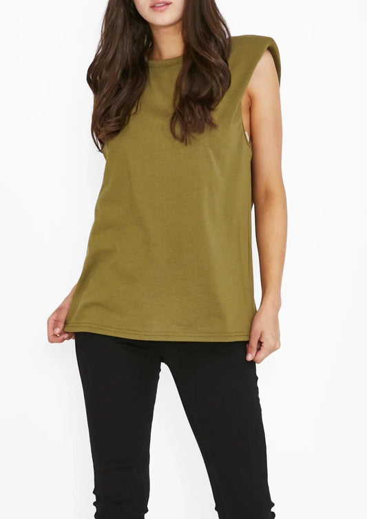 shop livia padded tank top, shop saint rose tank top with shoulder pads buy saint rose tank