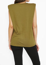 shop livia padded tank top, shop saint rose tank top with shoulder pads buy saint rose tank