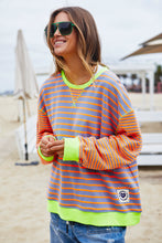 Retro Stripe Sweater - Orange & Grey