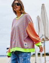 Retro Stripe Sweater - Orange & Grey