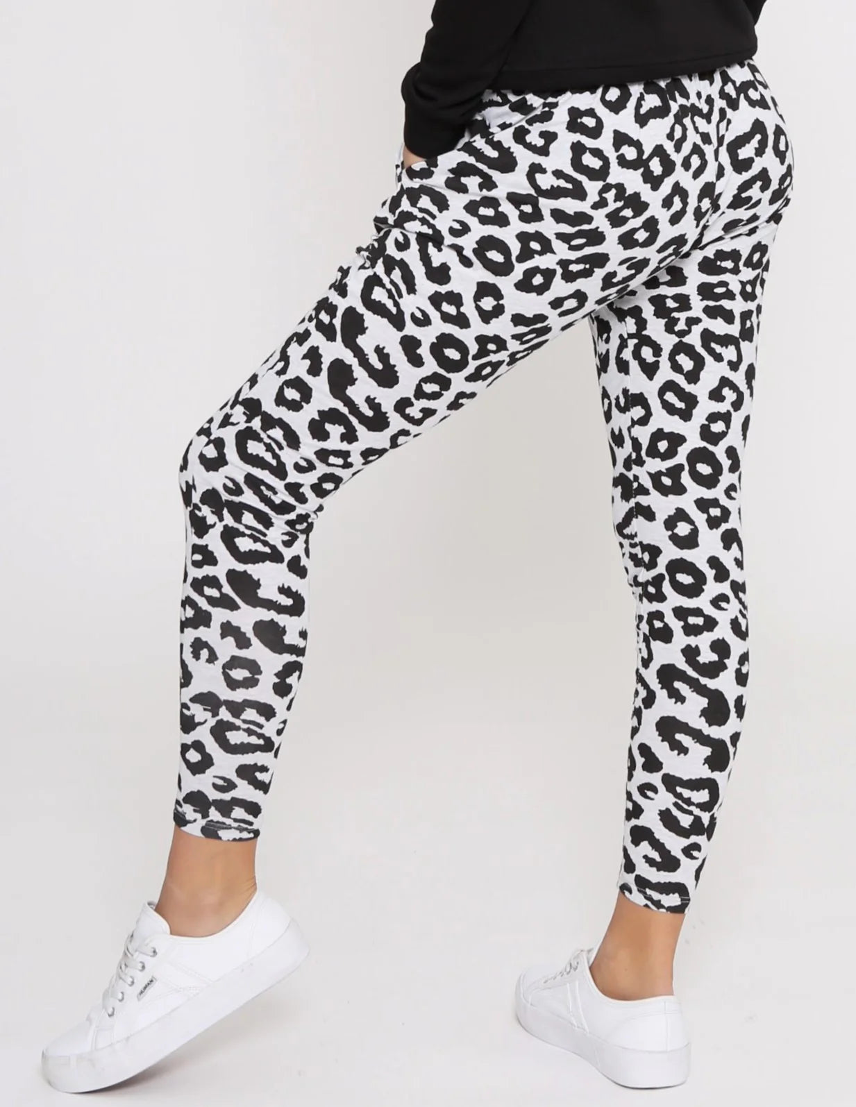 Mila Leopard Print Jogger Pants - Grey & Black