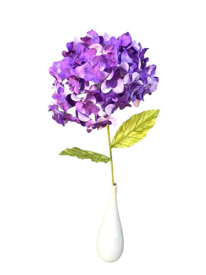 purple paper hydrangea flower stem handcrafted 