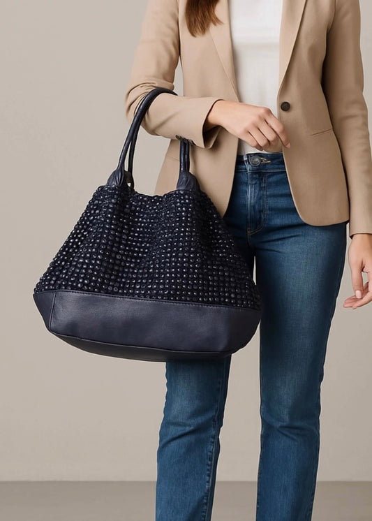 Pebbly Woven Tote