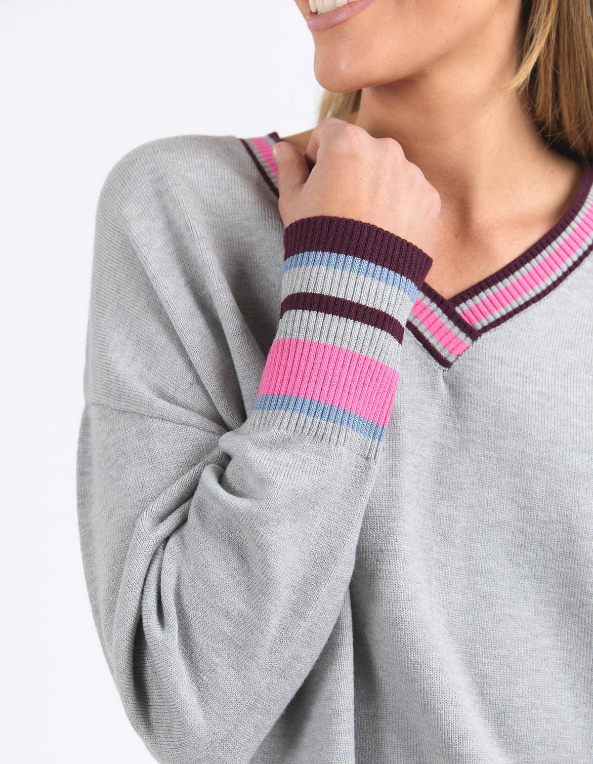 Marle Raspberry Coloured Sweater Women's Knit Sweater | By Elm | Grey Marle – Basic State