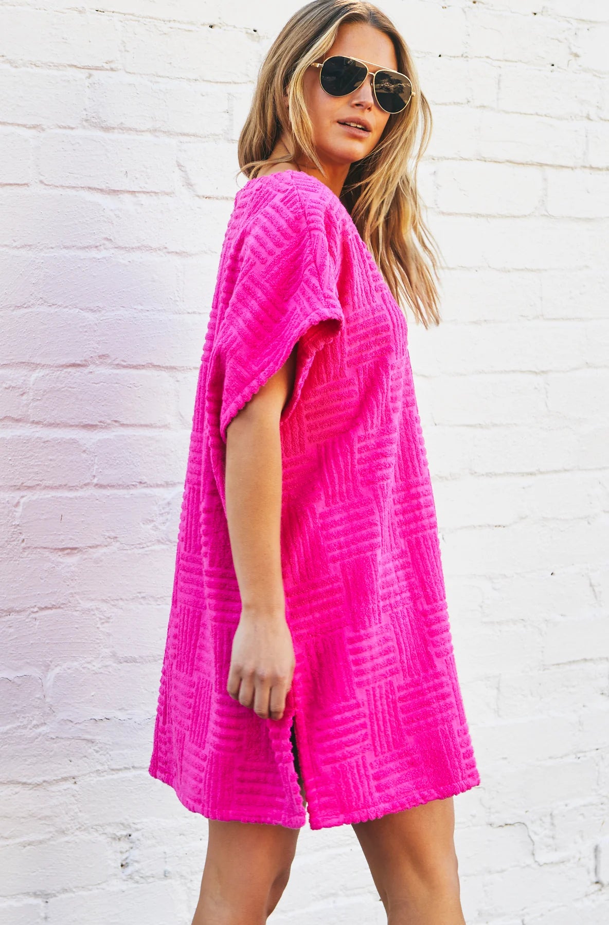 Salt & Sunshine Towelling Cover Up - Hot Pink