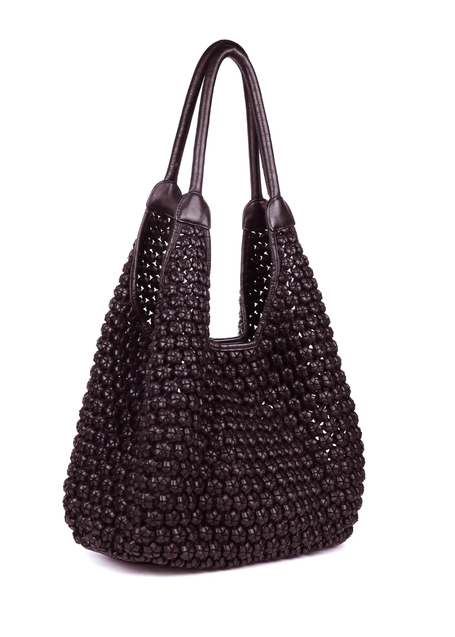 Clovelly Woven Leather Hobo Shoulder Bag