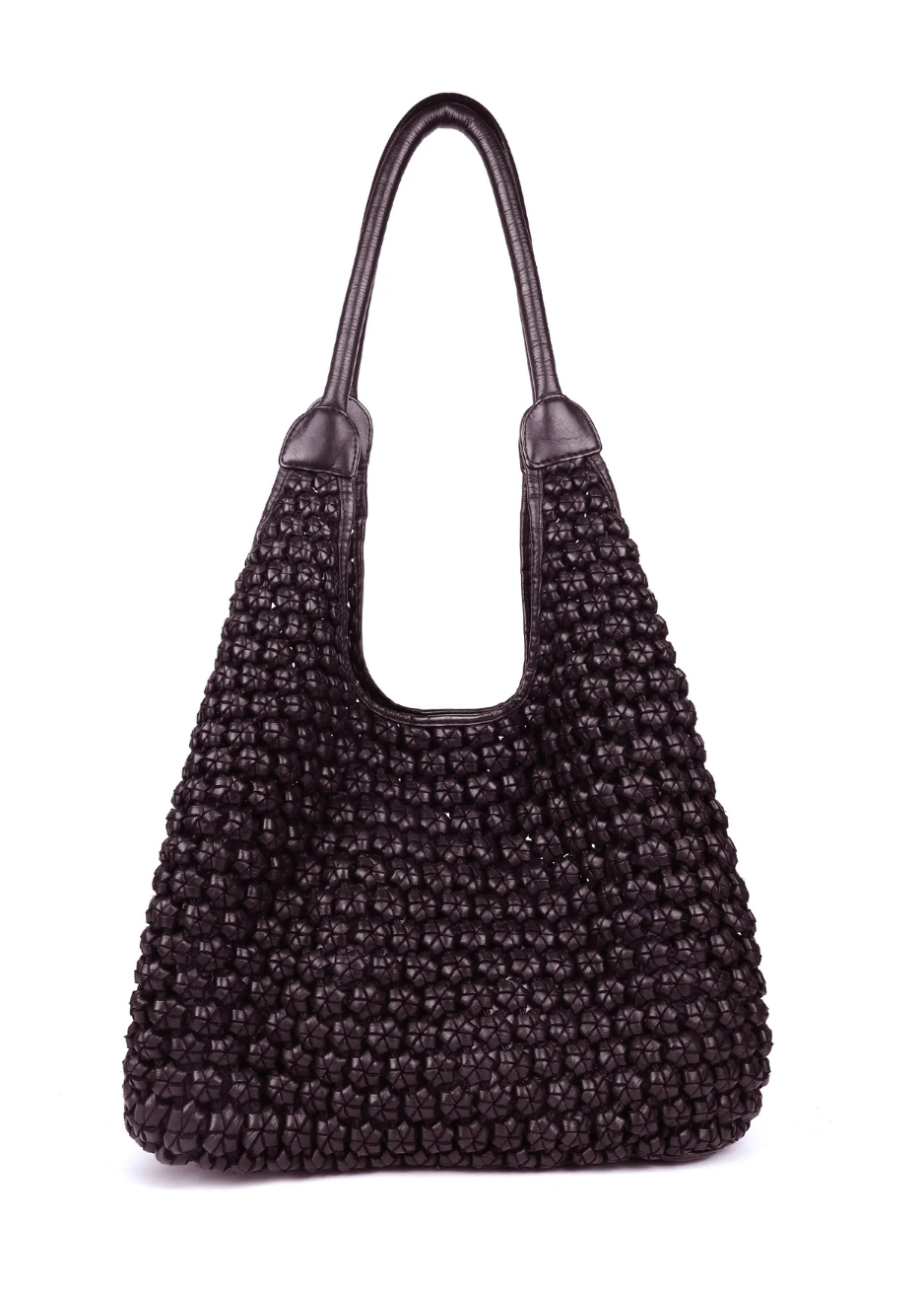 Clovelly Woven Leather Hobo Shoulder Bag