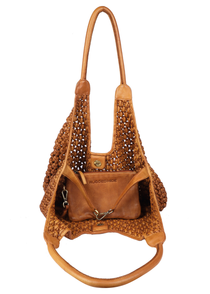 Clovelly Woven Leather Hobo Shoulder Bag