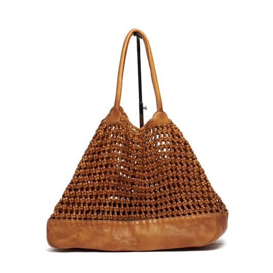 Pebbly Woven Leather Tote Bag