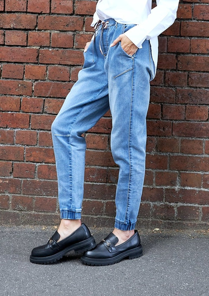 Shop Libby Joggers, buy Libby Joggers, Shop Saint Rose Libby Joggers, Blue Libby Joggers, Denim Blue Saint rose libby Joggers, Vintage Blue Libby Joggers, Vintage Blue Libby Jeans Saint Rose