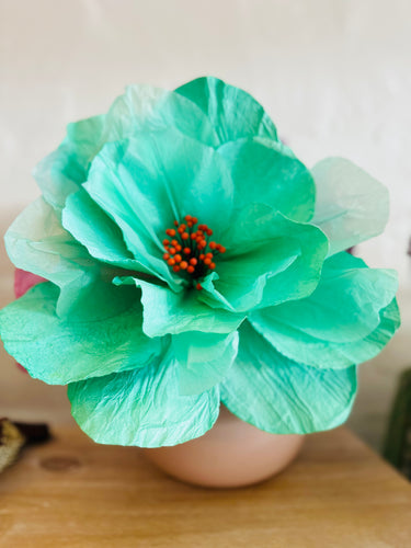 Sakura Paper Flower - Turquoise with Orange