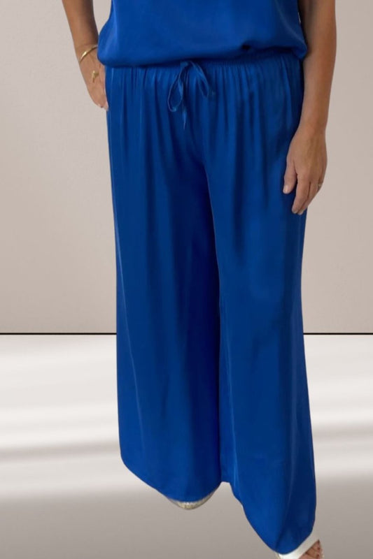 Silk Blend Pants Cobalt Blue italian Luxe