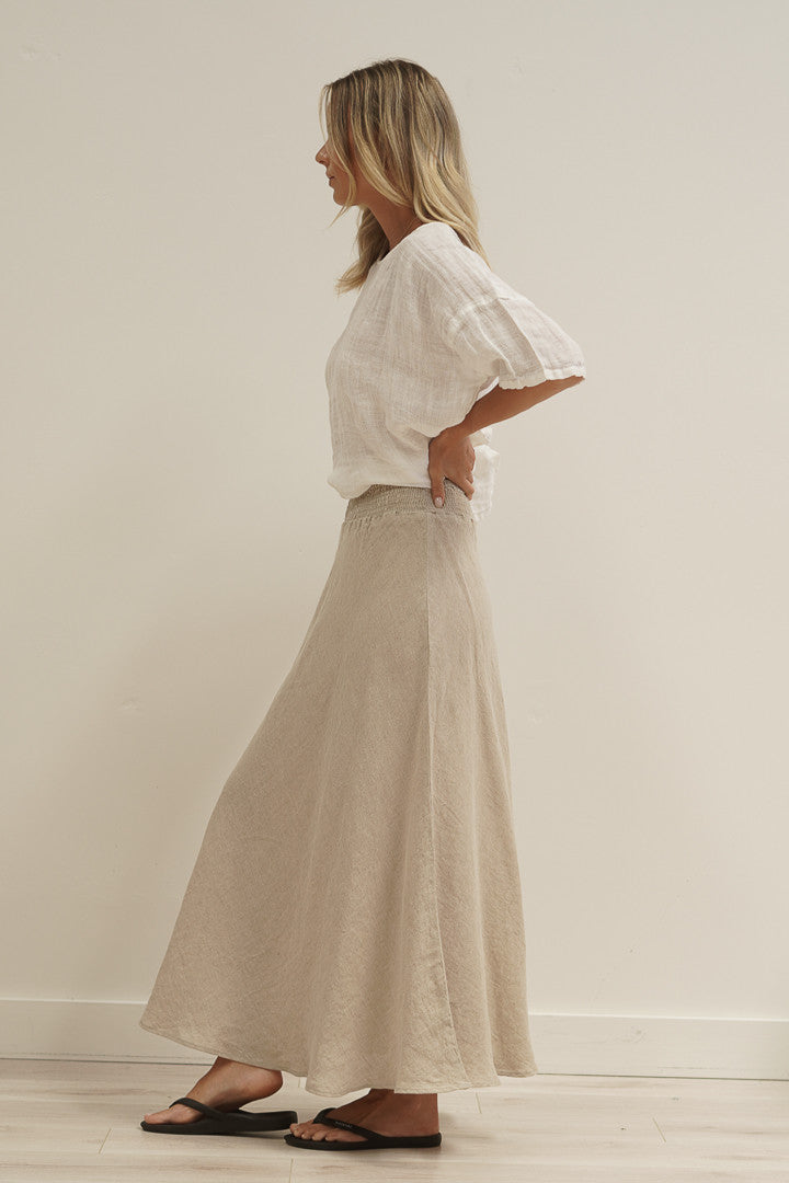 womens beige linen skirt
