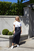 Satin Maxi Skirt Black, Saint Rose Black Donna Satin Skirt