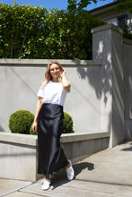 Satin Maxi Skirt Black, Saint Rose Black Donna Satin Skirt