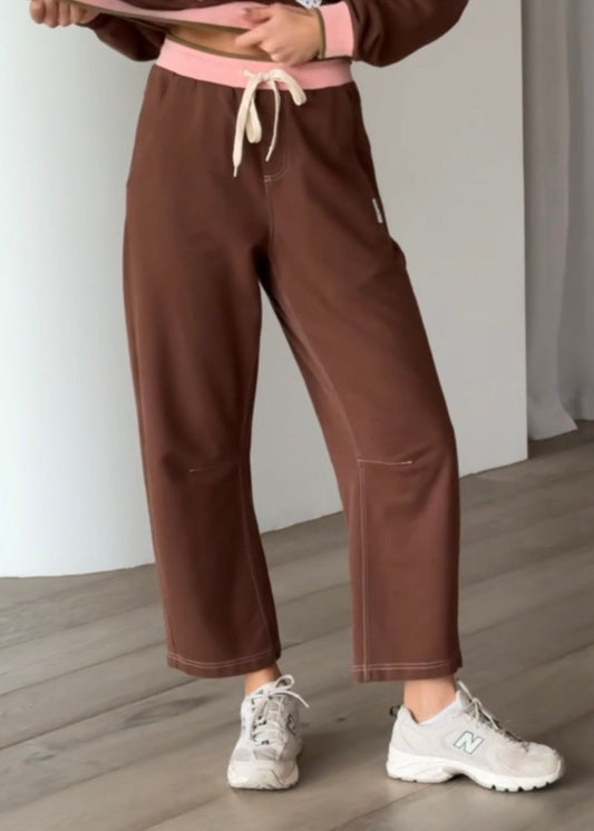 Womens brown Brown Barrel Leg Track pants