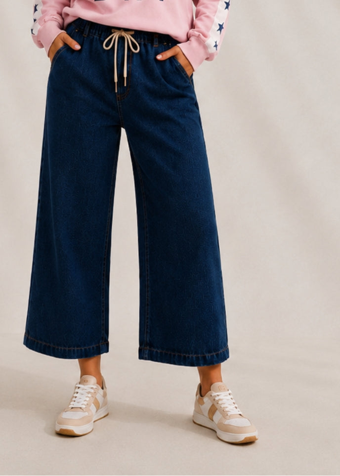 Style Laundry Rubi Cropped Wide Leg Jeans Indigo front view