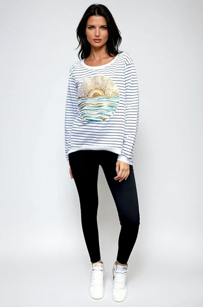 Taylor Organic Cotton Sweater - Ocean Sun Sequin