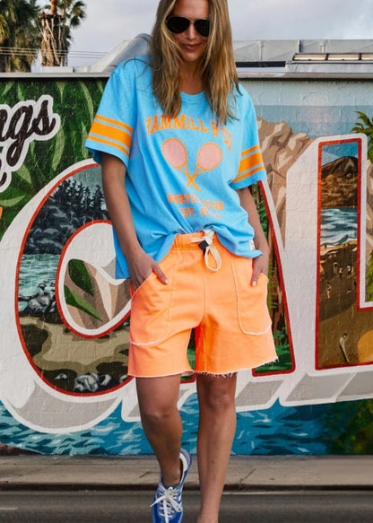 Tennis Tee - Aqua / Orange