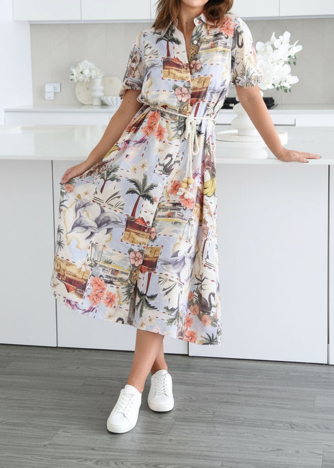 shirt dress with australian print