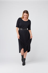 Black_Tri_drape_midi_dress_tani_basic_state_