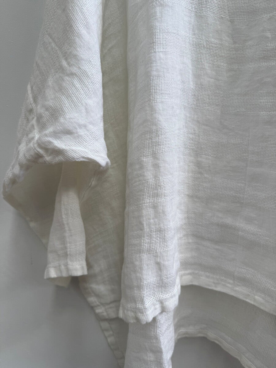 Valentina Long Sleeve Linen Top - White Combo