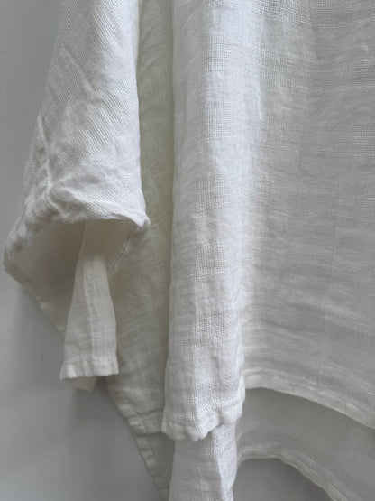 Valentina Long Sleeve Linen Top - White Combo