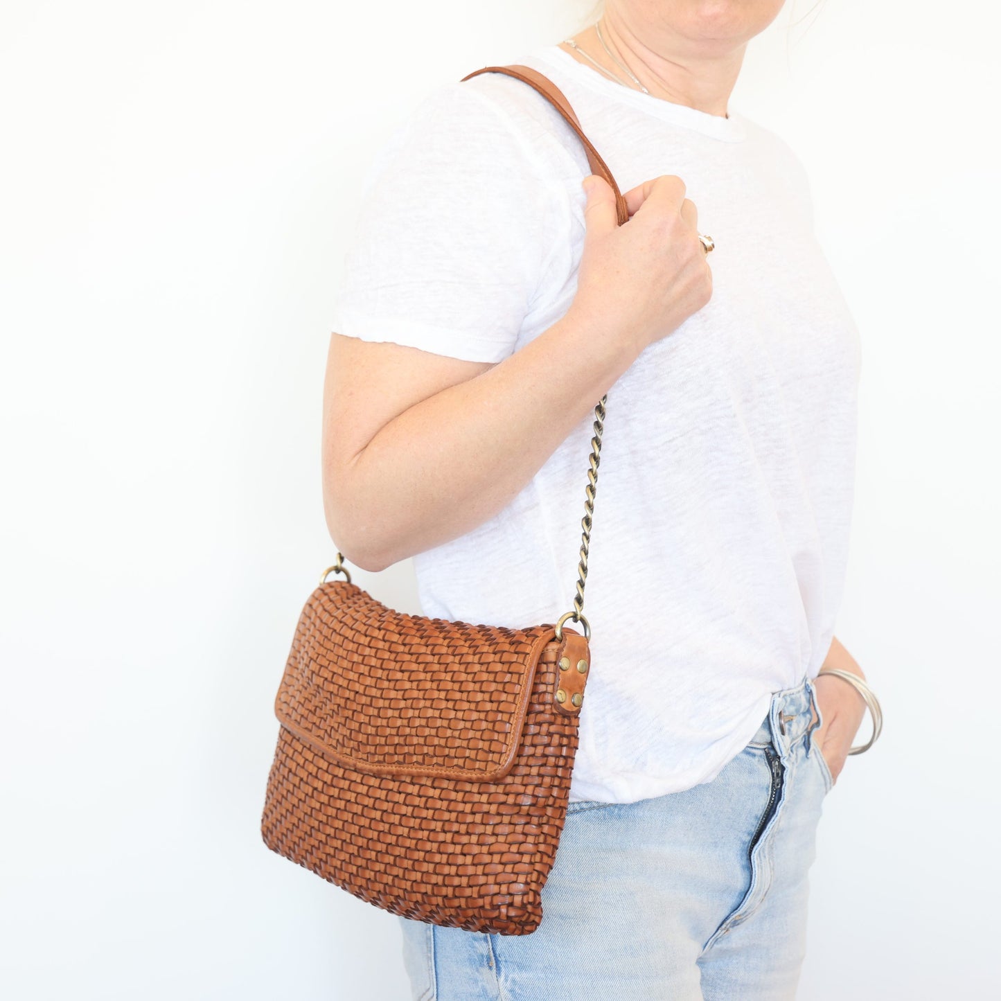 Beechworth Woven Leather Shoulder Bag