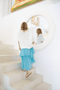 Blue Tiered Ruffle Maxi skirt Cara Skirt Scandi and co