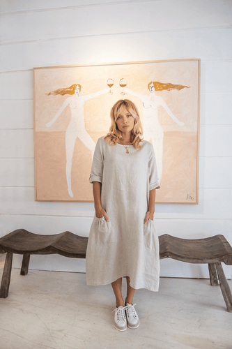 Hallie Linen Pocket Dress - Natural