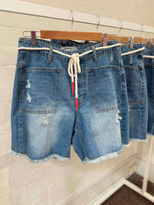 Frayed Denim Carpenter Shorts