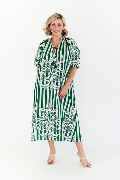 Ivy green stripe Dress by Alexander Santorini pink striped cotton midi dress