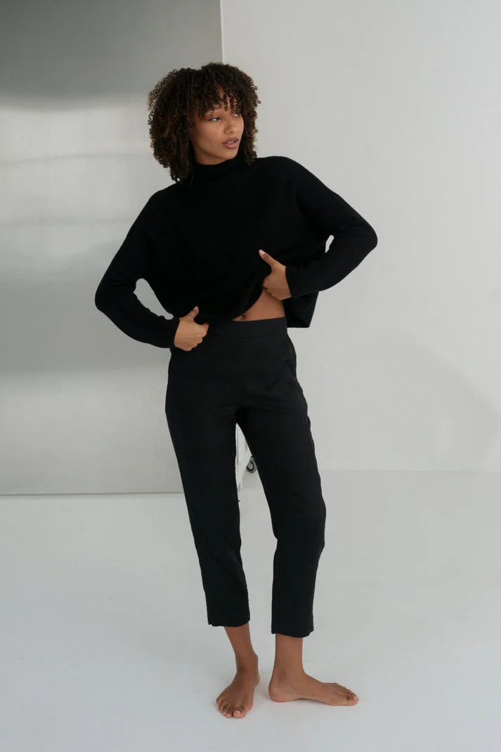 Emer Linen Pants styled for winter