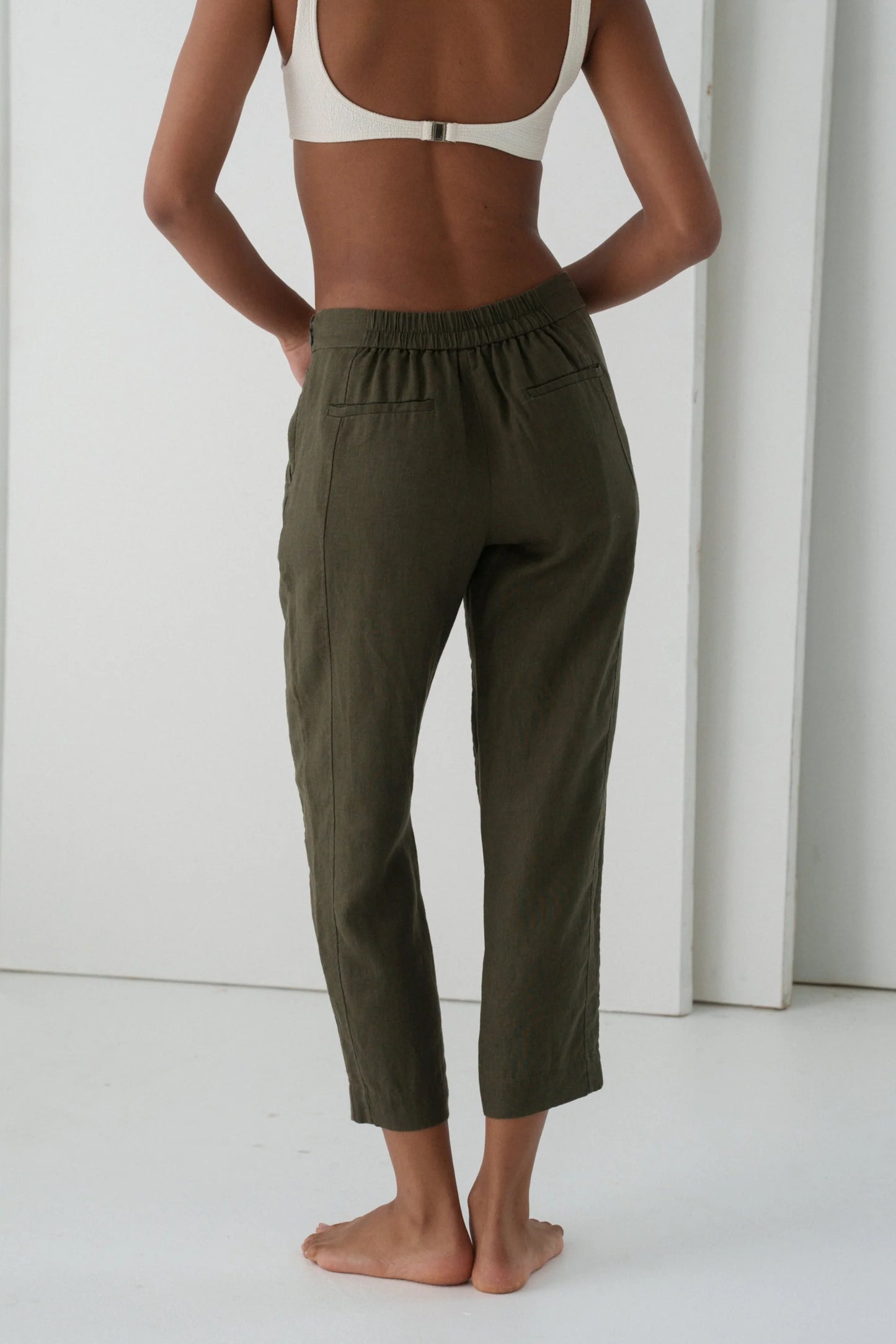 Lilly Pilly emer pants back view khaki