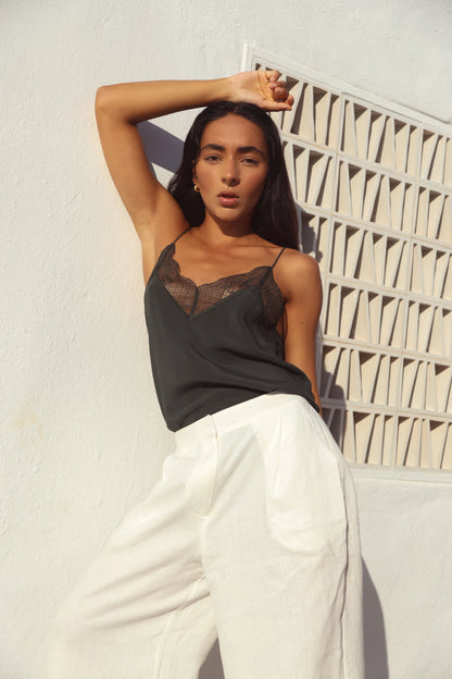 Frankie 100% silk lace cami for women