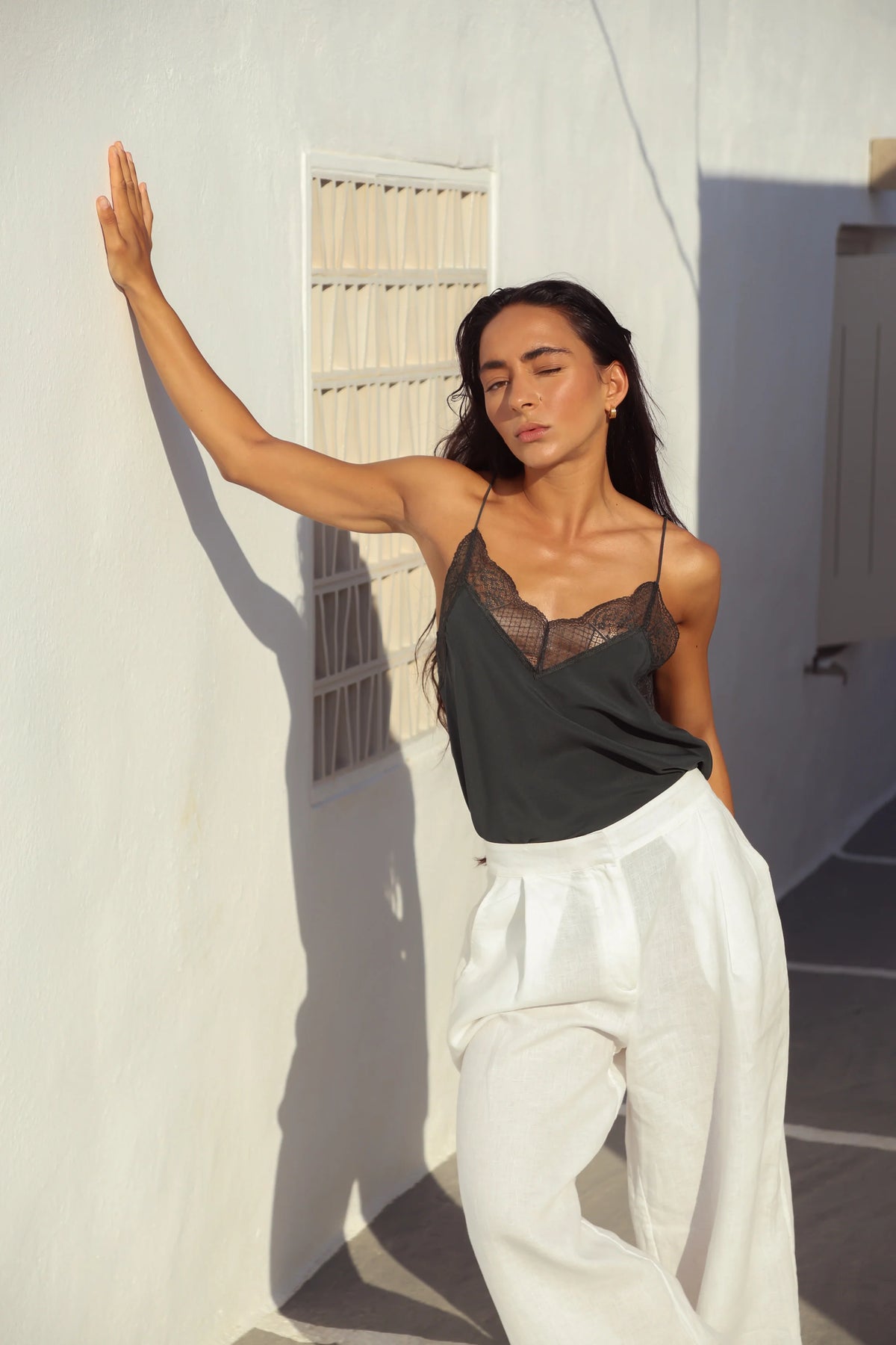Women's forest silk spaghetti strap cami by Lilly Pilly