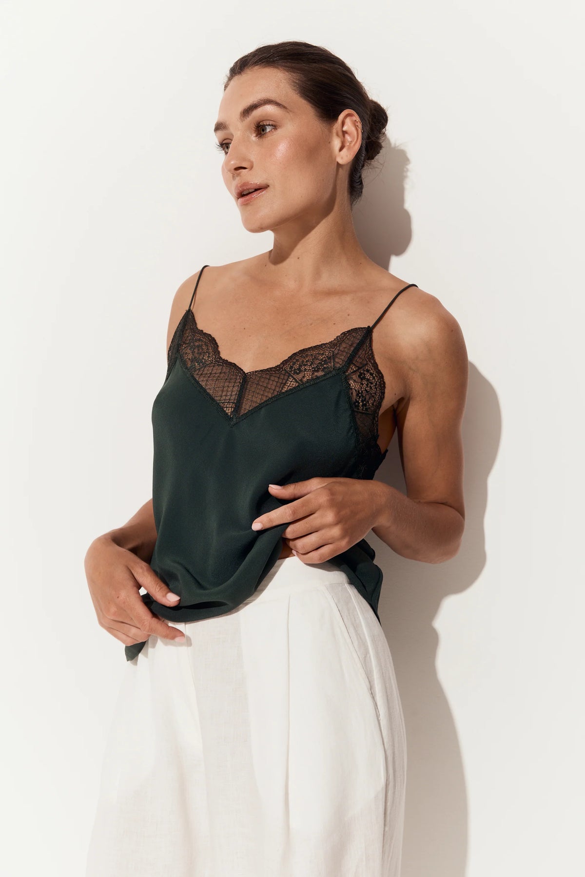 Frankie 100% silk lace cami for women