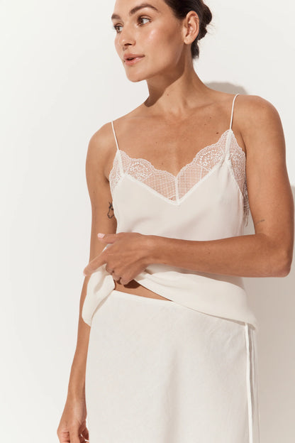 Bias cut 100% silk camisole white Australia