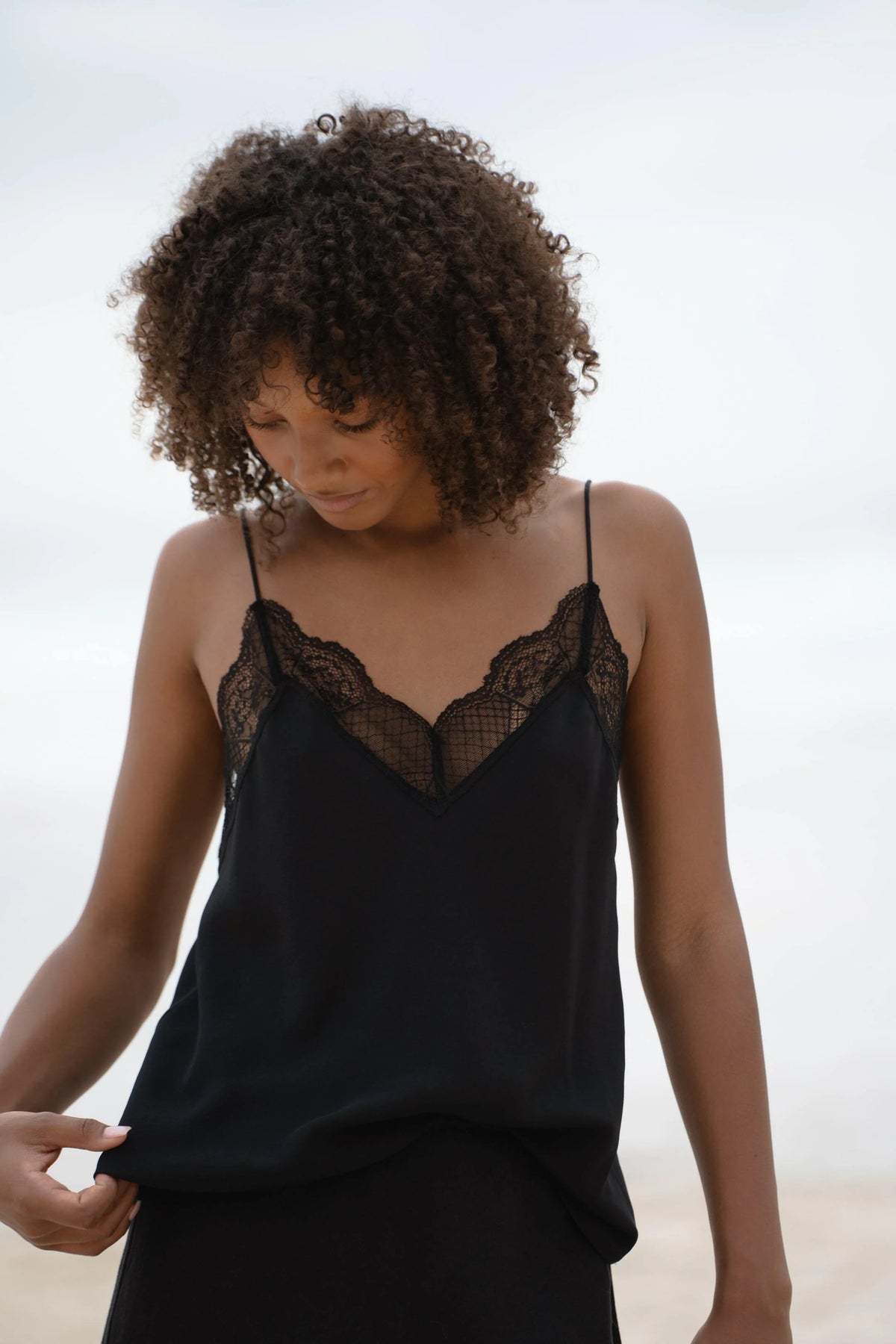 Frankie 100% silk lace cami for women