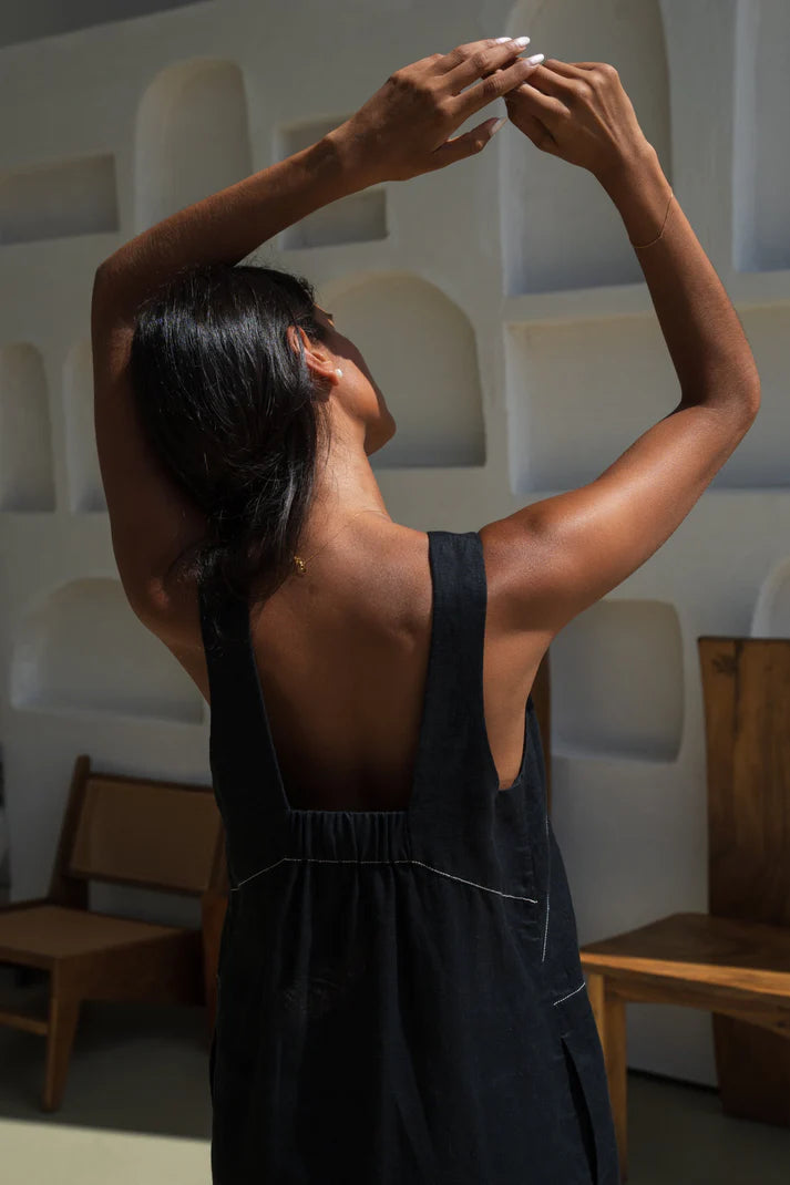 Isla Linen Dress back view