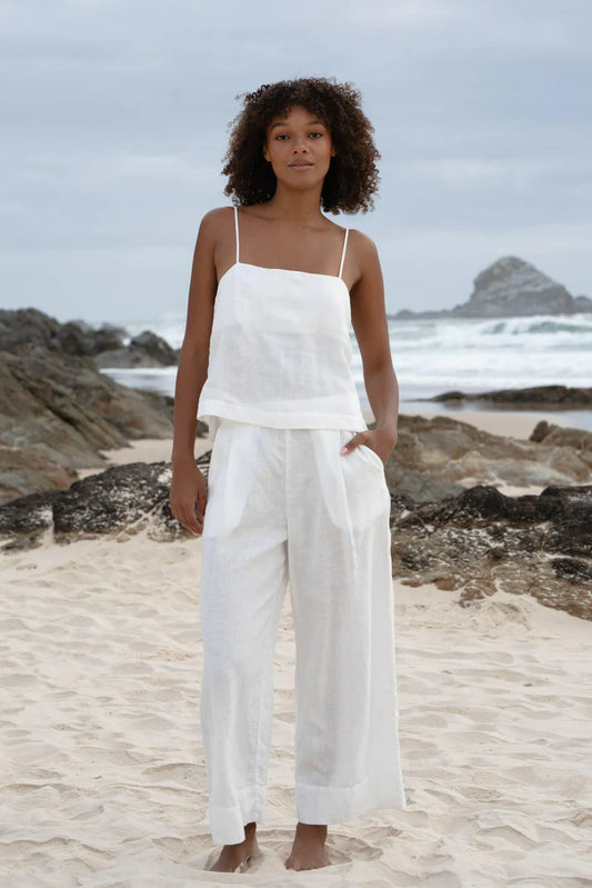 Cropped wide leg linen pants Australia