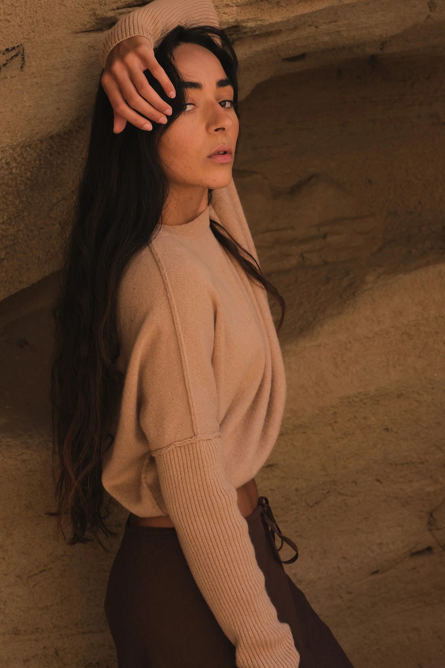 Womens Lilly PIlly Miri Cashmere Knit in camel