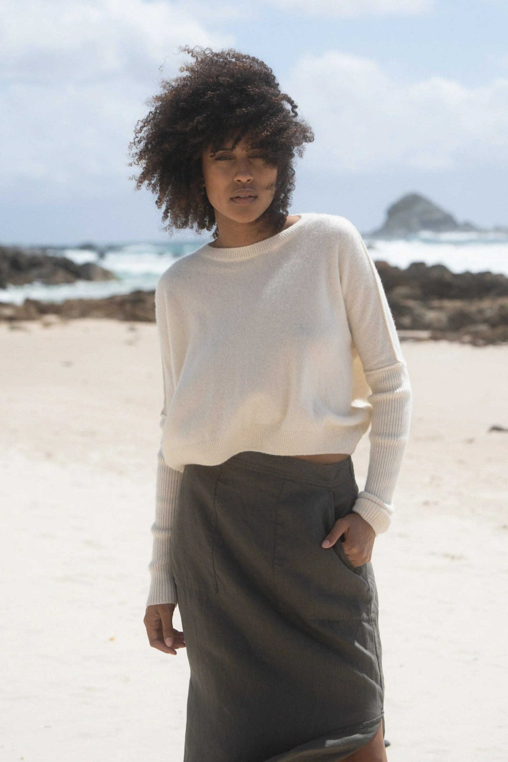 Womens Lilly PIlly Miri Cashmere Knit in ivory