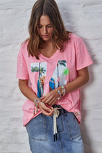 Hammill and co V Neck Palm Tee Pink